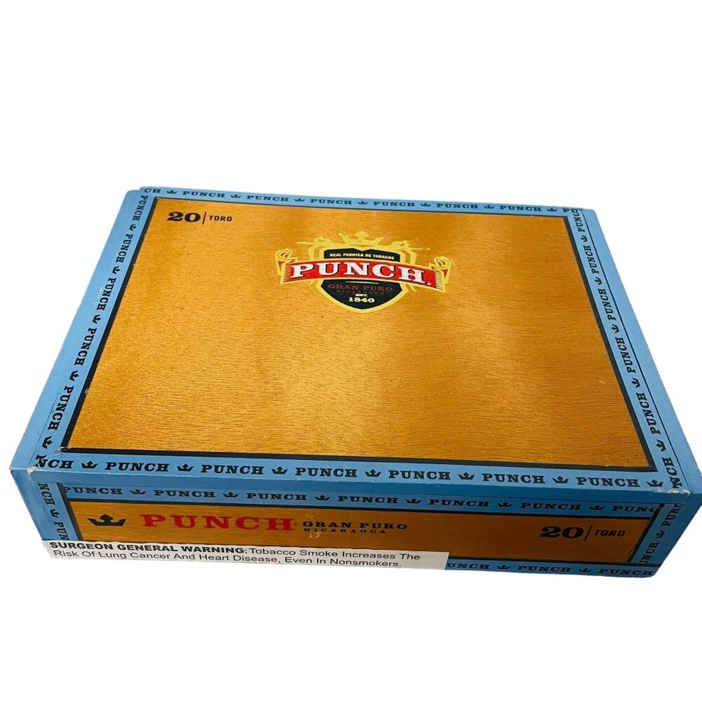 Punch Gran Puro Nicaragua‎ Wooden Cigar Box 20 Count 1840 Vintage Style Storage
